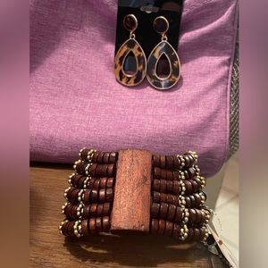 Animal print earrings and bracelet